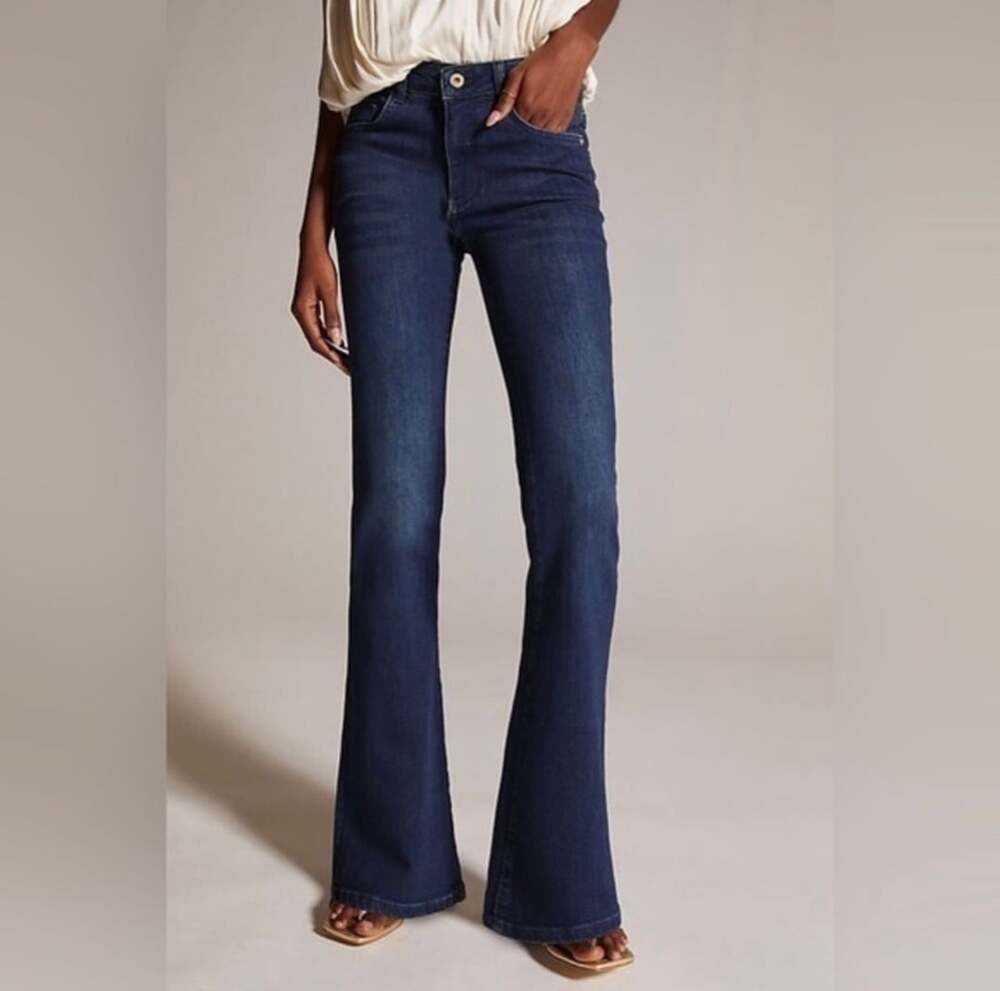 Anthropologie Pilcro Demilune Boot Cut Flare Jeans Size 27 Dark Wash Denim